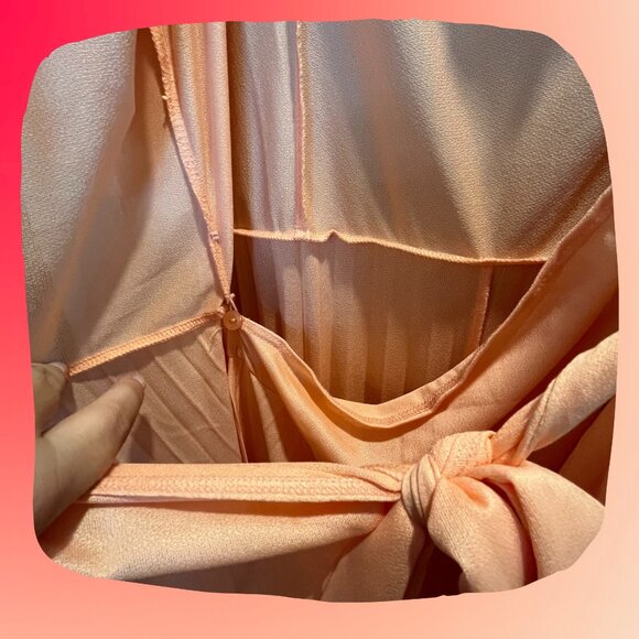 🤩HP!🤩 ASOS DESIGN Curve Peach Puff Sleeve Wrap Dress | US 18 - Picture 4 of 5